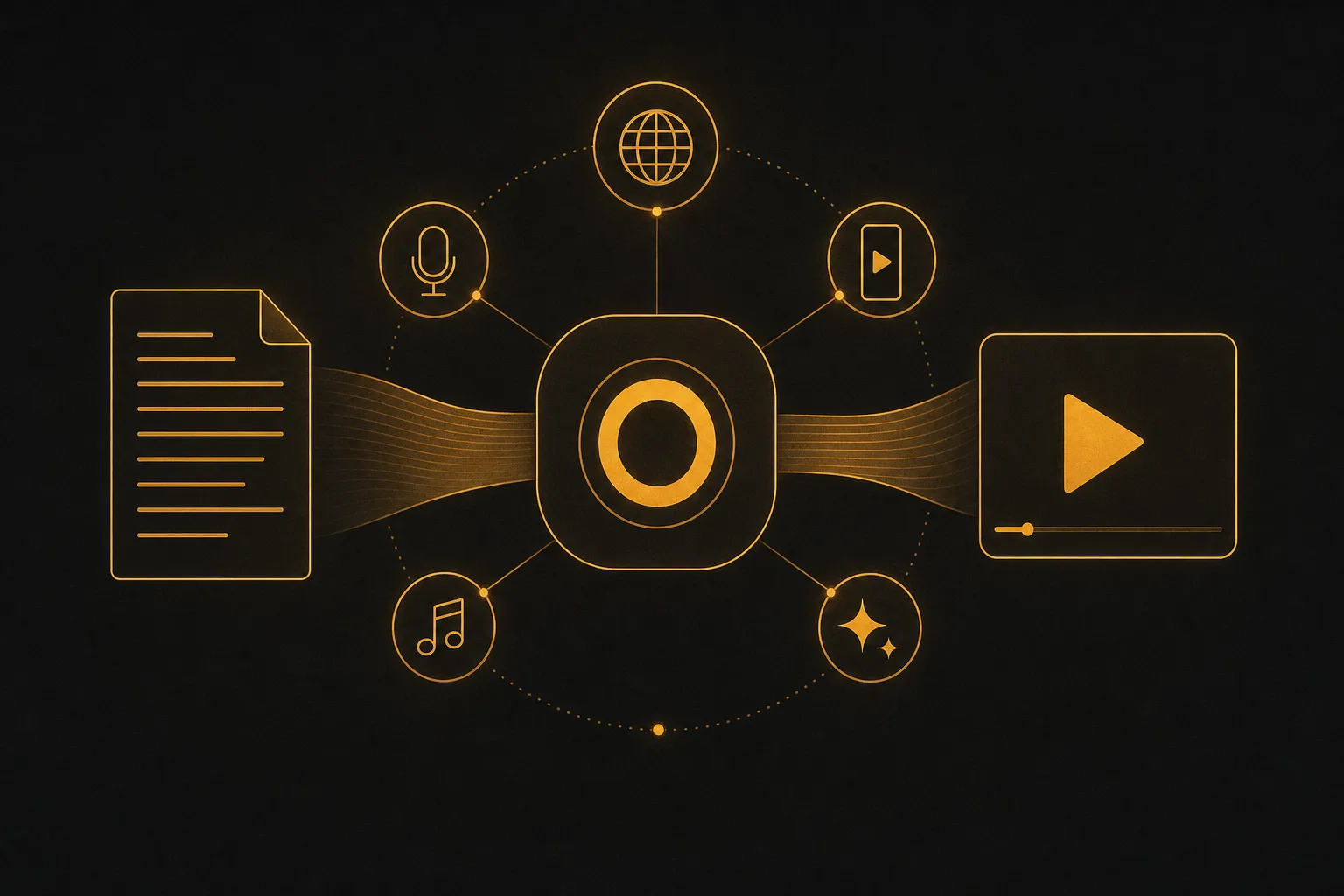A single workspace funnel turning a script into a finished, publishable video