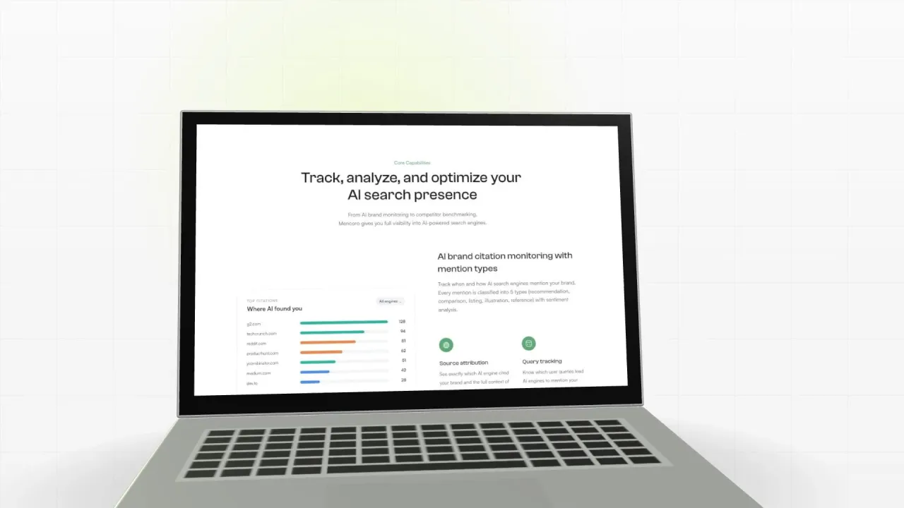 A frame of an animated product video written by Claude: a 3D laptop showing a SaaS dashboard