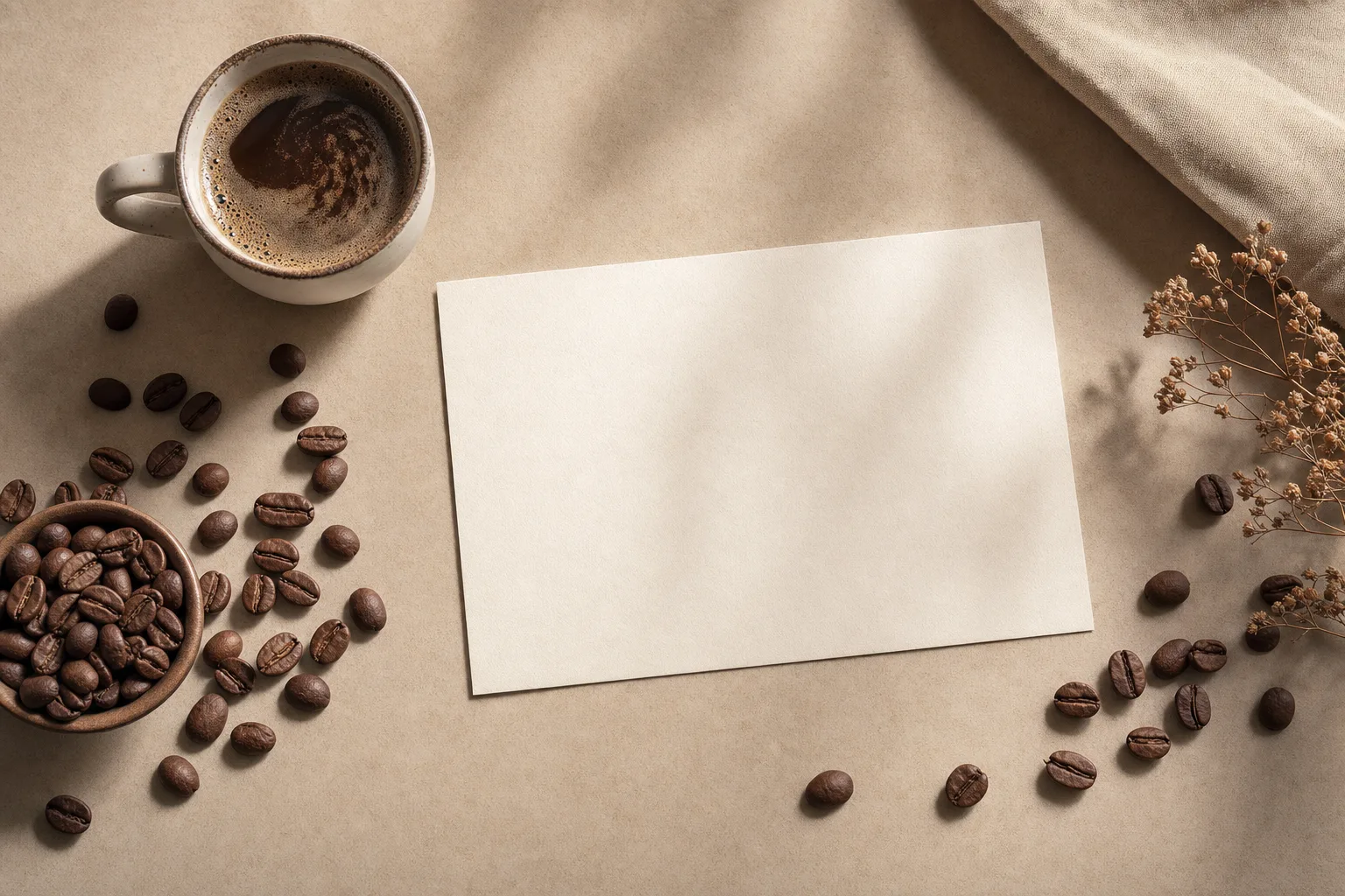 A minimalist logo concept for a specialty coffee brand, rounded sans-serif wordmark, warm brown and cream colors, centered on a clean background
